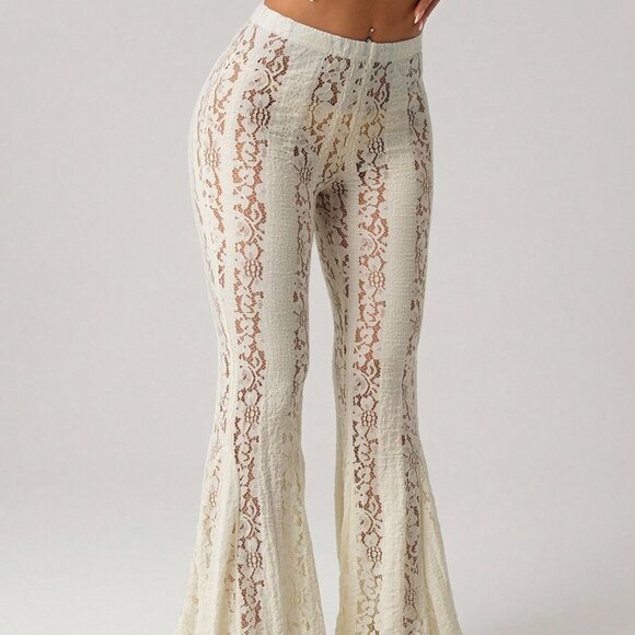 Sexy Women's  Full Lace Exaggerated Flared Leg Skinny Tight fit pants - Picture 6 of 8